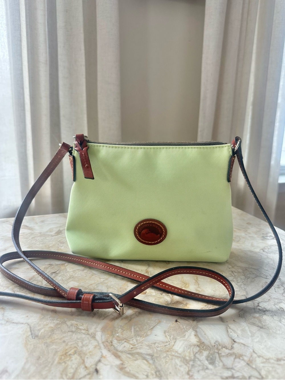 Dooney & Bourke Nylon Crossbody Pouchette Mini Zip Purse Green Melon Travel